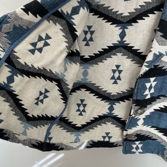 Dress Barn Vintage Southwestern Aztec Native Print Cotton Knit Cropped Blazer - Picture 4 of 7